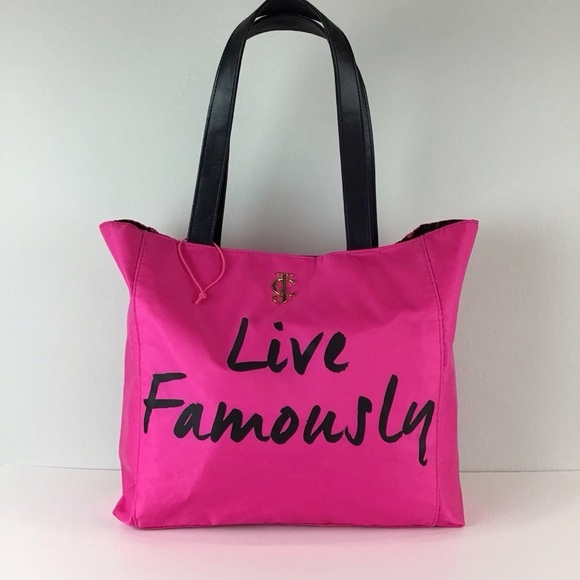 Juicy Couture Live Famously Pink & Black Tote - Picture 1 of 14